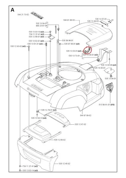 Gelenk / Lagerzapfen Scharnier Klappe (Abdeckung) für Husqvarna Automower G2 – 5351353-01