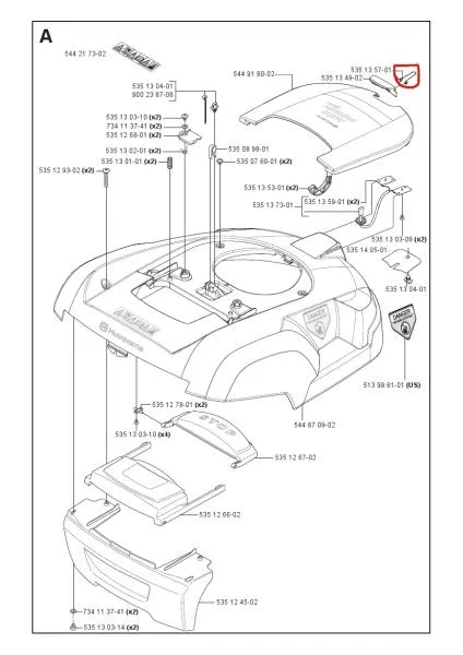 Feder Klappe / Griffmulde (Schnitthöhenabdeckung) für Husqvarna Automower – 5351357-01