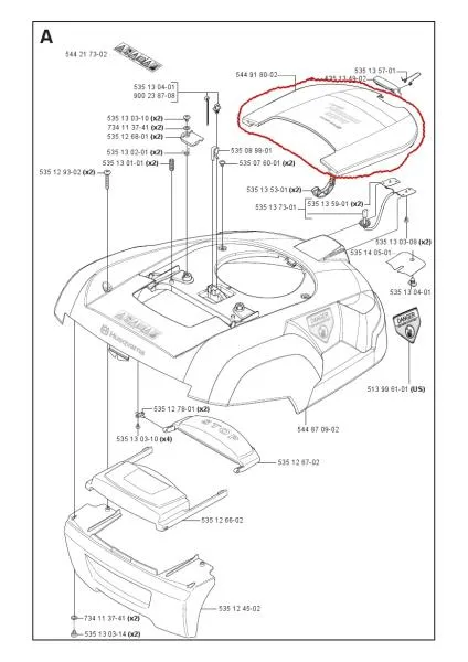 Deckel/Abdeckung Mähdeck 220AC (dunkelgrün) – 544918002