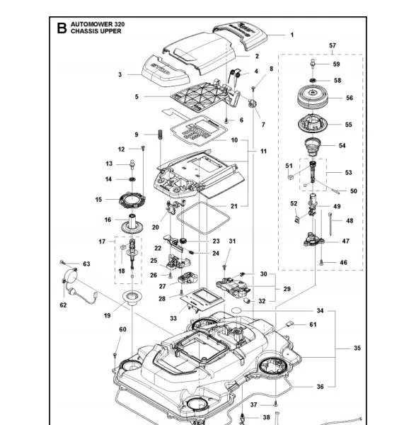 Frontabdeckung (Deckel) Grau für Husqvarna Automower® 320